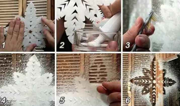 Dekoracija oken z snežinke (48 fotografij): Kako lepo okrasite okna na novem letu z snežinke iz papirja? Kako se držati snežinke? 7619_21