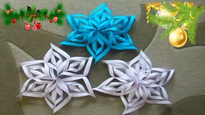 Dekorazzjoni ta 'twieqi bil-snowflakes (48 ritratt): Kif sbieħ li dekorazzjoni l-twieqi fuq is-Sena l-Ġdida bil Snowflakes mill-karta? Kif twaħħal il-snowflakes? 7619_3