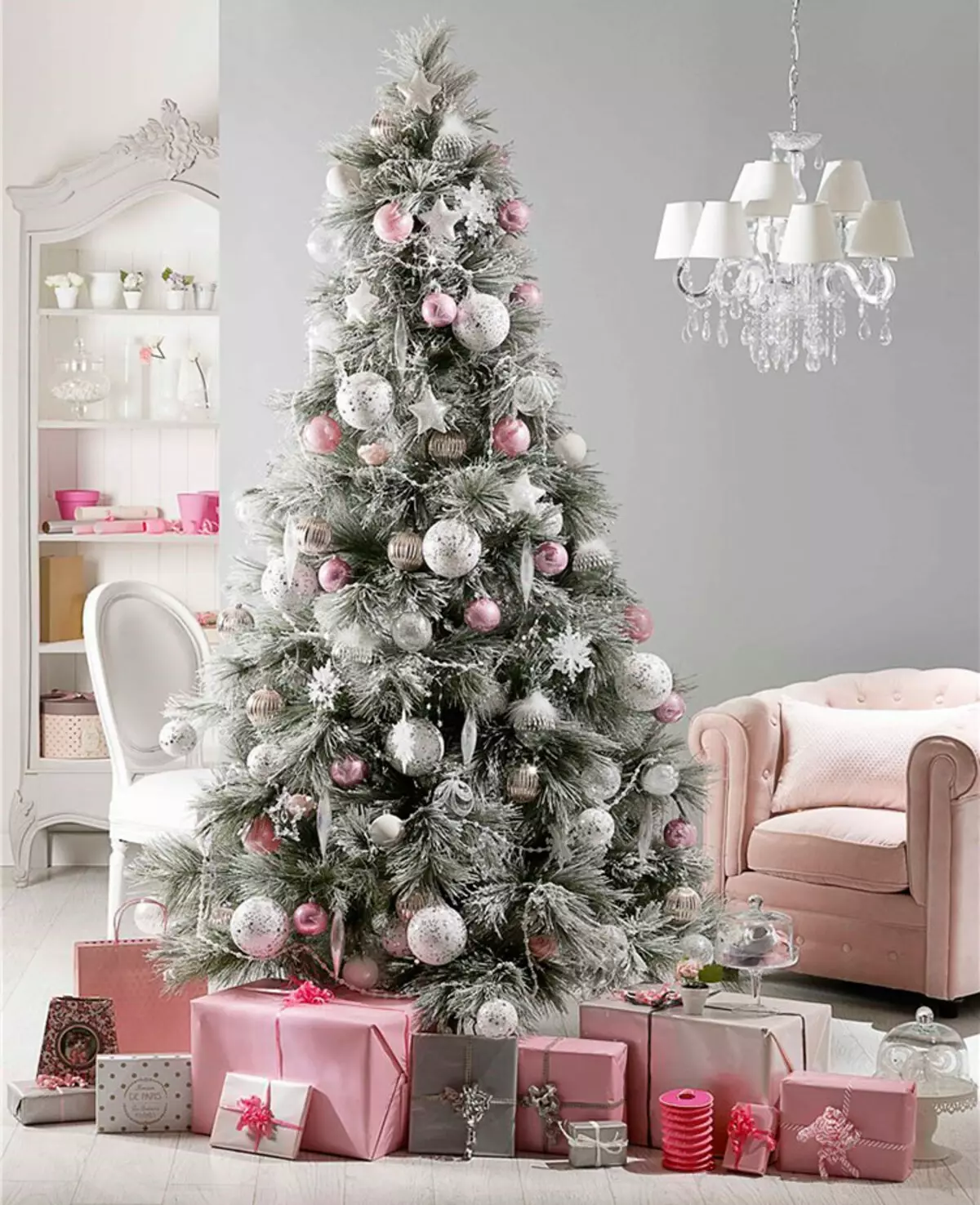 銀のおもちゃとクリスマスツリーの装飾：白とピンクのおもちゃ、赤と黄金の銀のボール、青など 7626_18