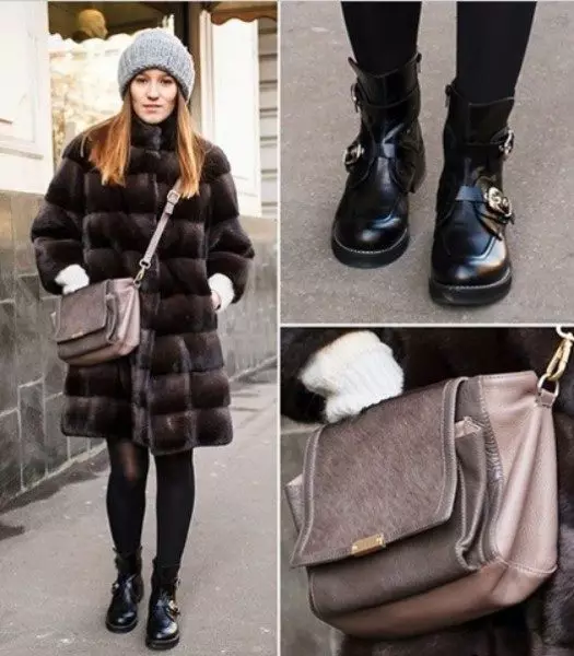 O que usar um casaco de pele (120 fotos): com que boné e sapatos são usados, com os quais o casaco de pele é sem coleira, preto, cinza, com um lenço, imagens com um casaco de pele 768_117