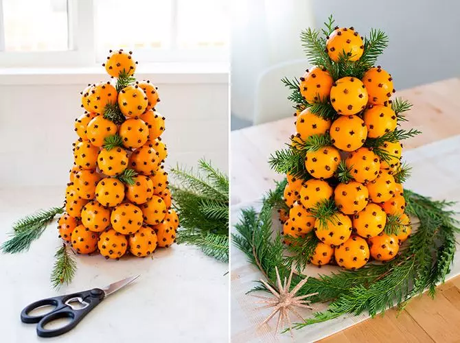 Mandarins ເປັນຂອງຂວັນ (17 ຮູບ): ມີຄວາມສວຍງາມປານໃດທີ່ຈະໃຫ້ລົດຊາດ? ແນວຄວາມຄິດຂອງຂອງຂວັນຈາກ Tangerines ເຮັດຕົວທ່ານເອງ 7691_13