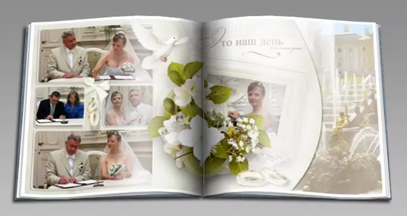 Свадбени пхотоБоок (53 фотографије): Примери пројекта књига са фотографијама венчања, узорака натписа и дизајна позадине 7760_38