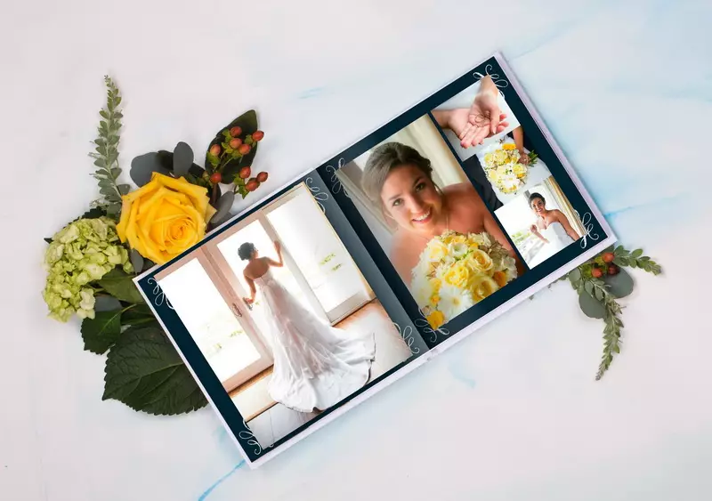 Свадбени пхотоБоок (53 фотографије): Примери пројекта књига са фотографијама венчања, узорака натписа и дизајна позадине 7760_39