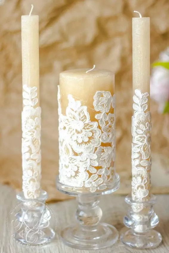 Dekorace svíček pro svatbu s vlastními rukama (19 photos): Master Class na krásné výzdobě svatebních svíček 7848_2