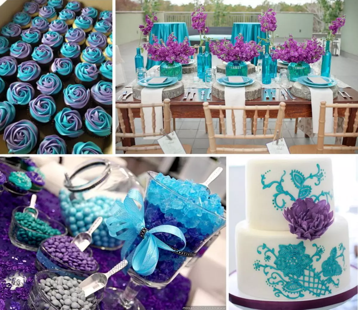 Mavi renkte düğün (62 fotoğraf): beyaz ve yumuşak, servo ve göksel, mavi ve şeftali-mavi renklerin düğün arka plan tasarımı için fikirler 7854_11