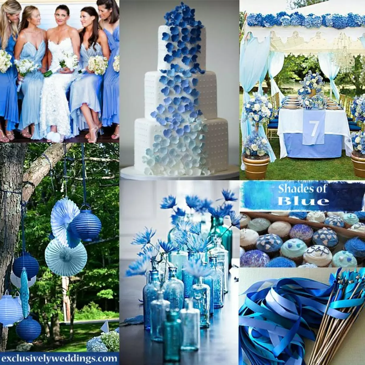 Mariage en bleu de couleur bleue (62 photos): Idées pour la conception du fond de mariage des couleurs bleus et douces, servo et céleste, bleu et bleu de pêche 7854_61