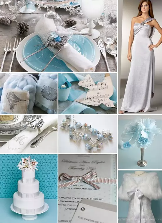 Mavi renkte düğün (62 fotoğraf): beyaz ve yumuşak, servo ve göksel, mavi ve şeftali-mavi renklerin düğün arka plan tasarımı için fikirler 7854_9