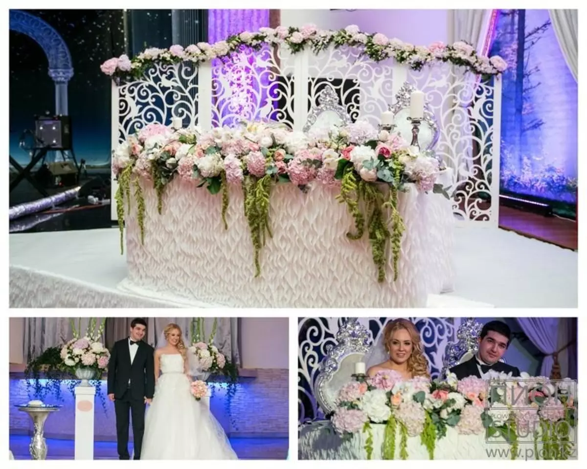 Διακόσμηση της αίθουσας γάμου με λουλούδια (56 φωτογραφίες): Διακόσμηση του δωματίου για ένα γάμο με ζωντανά λουλούδια και χαρτί 7864_26