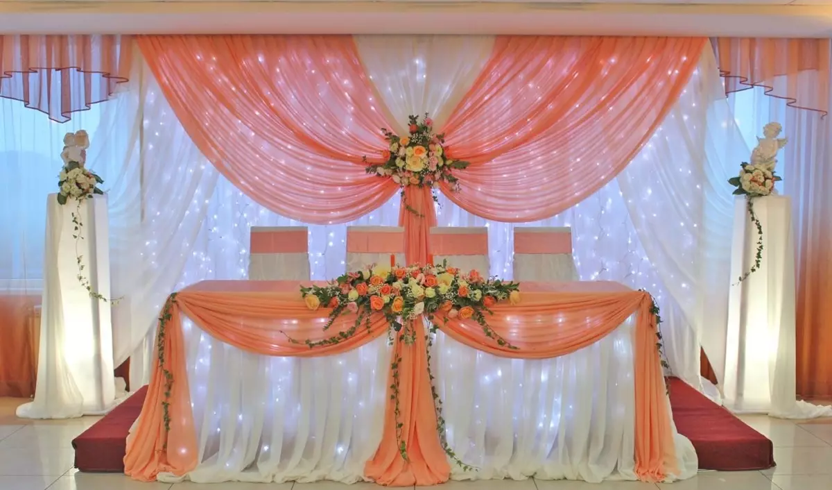 Wedding Hall Decoration (86 sary): Fisoratana anarana ny efitrano fanasana fampakaram-bady ao amin'ny fomba 