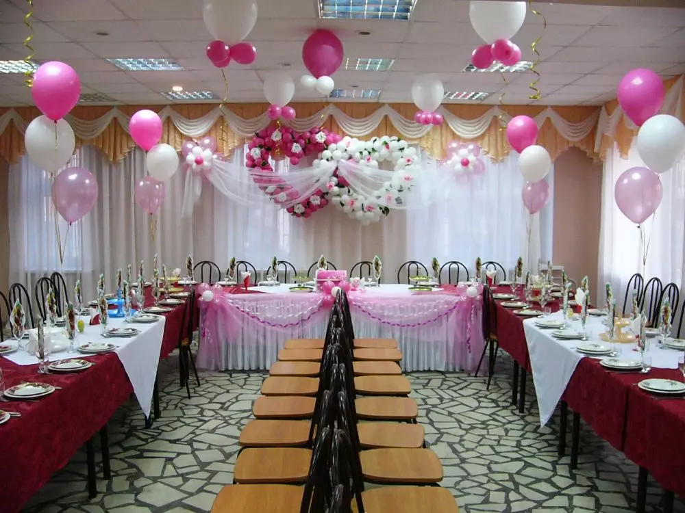 Wedding Hall Decoration (86 sary): Fisoratana anarana ny efitrano fanasana fampakaram-bady ao amin'ny fomba 