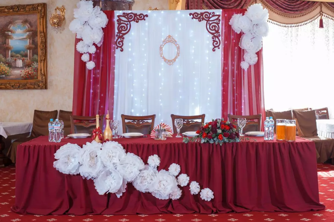 Wedding Hall Decoration (86 sary): Fisoratana anarana ny efitrano fanasana fampakaram-bady ao amin'ny fomba 