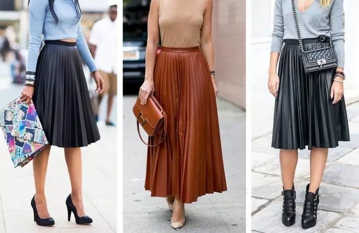 什麼穿著褶皺的裙子？灰色，棕色和其他裙子夾子的圖像的例子。夏天和冬天穿什麼？搭配裙子和襯衫等。如何結合顏色？ 786_26