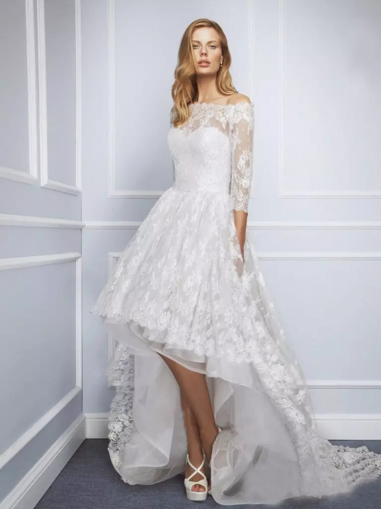 Krótka suknia ślubna z koronkową pętlę