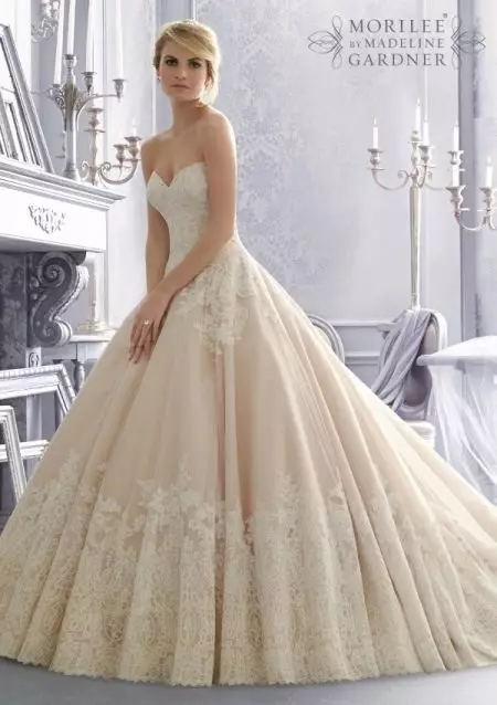زفاف العاج فستان اللون