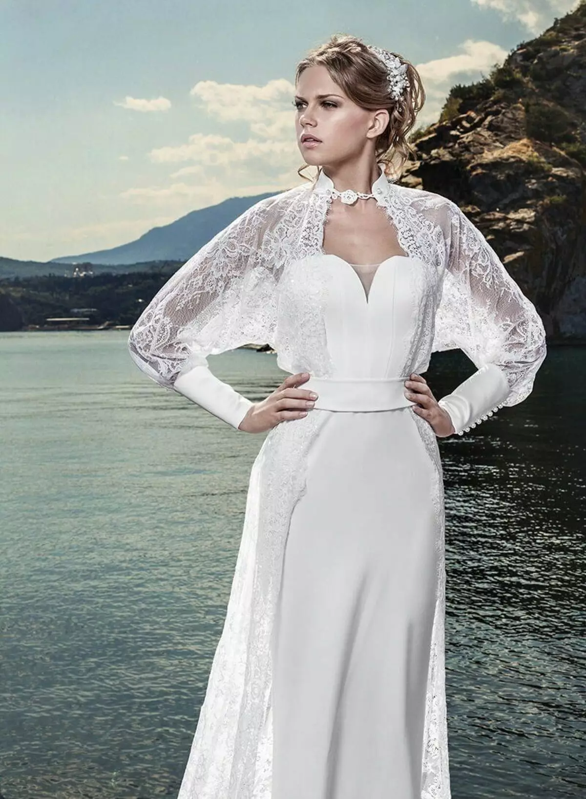 Vestido de noiva de Anne-Mariee da colección 2014 con Cabo