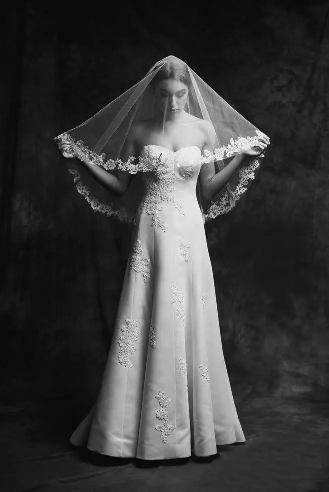 2015 A-Silhouette kolleksiya Anne-Mariee olan Wedding dress