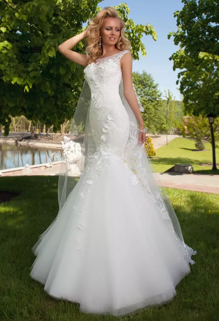 həcmi rəng ilə Oksana flys olan Wedding dress Mermaid