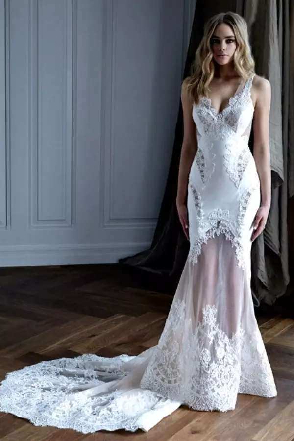Wedding dress straight with lace loop