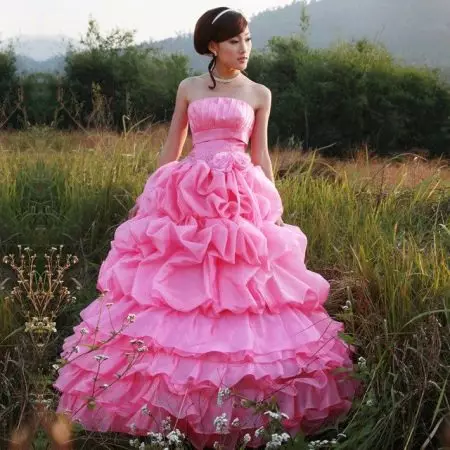Bright pink wedding dress