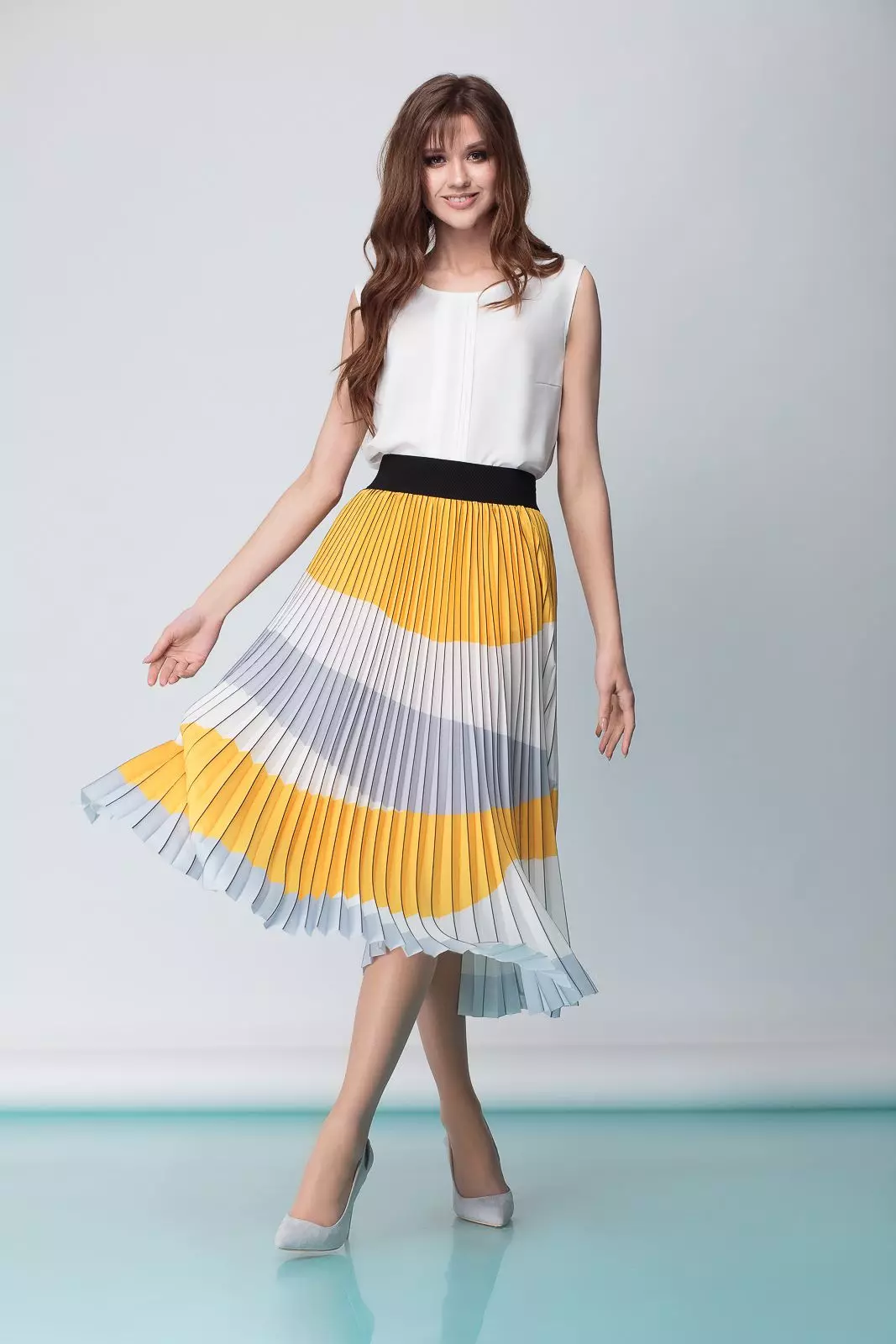 Plearse Skirts（118张照片）：针织，针织和天鹅绒哈什基裙，与瓦楞，笼子里的型号，灰色和蓝色，勃艮第和粉红色的典范 793_32