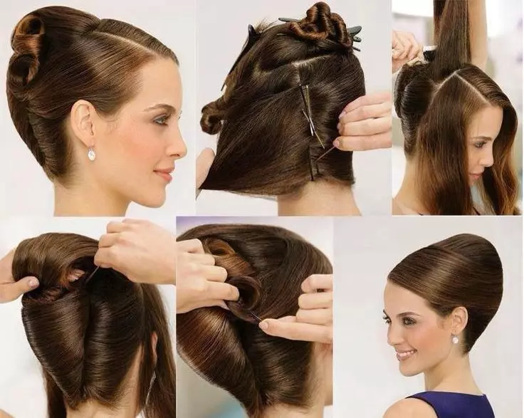 Συλλέγονται Hairstyles για το γάμο (53 φωτογραφίες): Εικόνες γάμου με Fata και Tiadrate, υψηλές επιλογές μισής ζώνης για τα μαλλιά 7947_52