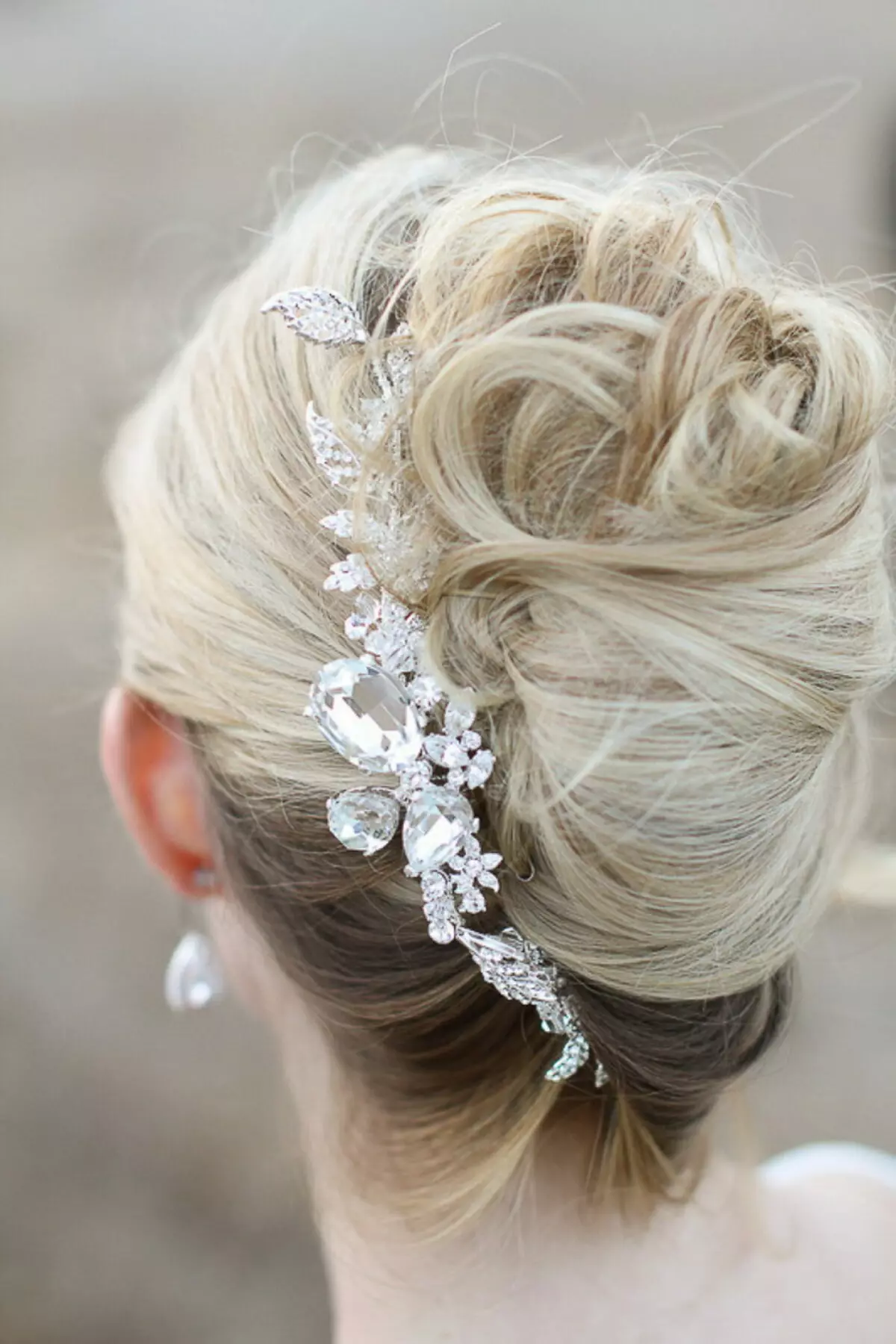 婚礼发型（109张照片）：新娘为新娘的婚礼最美丽的发型，高女性造型与黑发的花圈 7952_36