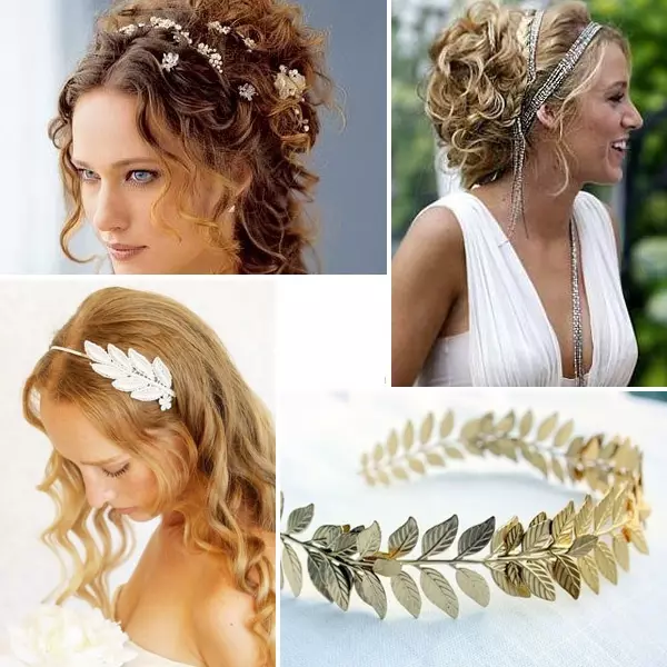 Bryllup frisyrer i gresk stil (77 bilder): spytte på siden av bryllupet for lang og middels hår med et slør 7954_48