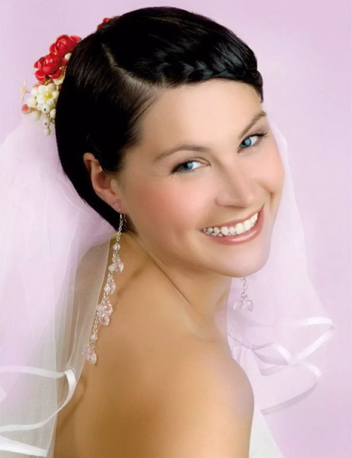 Vjenčanje frizure s velim kosom (44 fotografije): Styling Ideje za nevjestu 7967_43