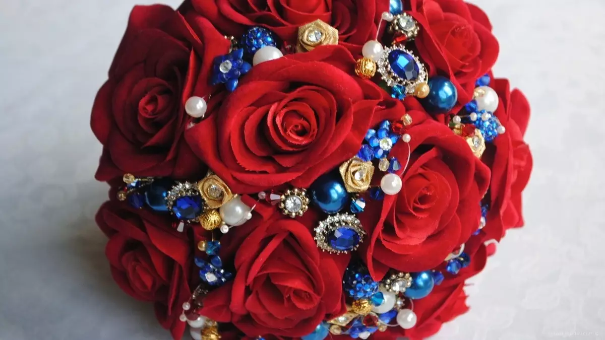 婚礼成分与小苍兰和满天星：红玫瑰（58张）新娘花束 7996_24