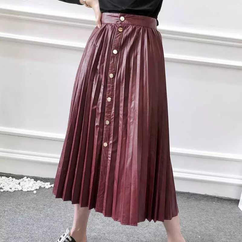 Plears leather skirts: What to wear pleated eco-piece skirt? Images with black and brown artificial skin skirts 800_34