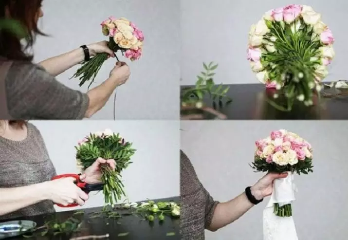 Brudbukett med egna händer (65 foton): Hur man gör en bröllopsbukett av buske rosor, pengar och frukt själv steg för steg? 8020_22