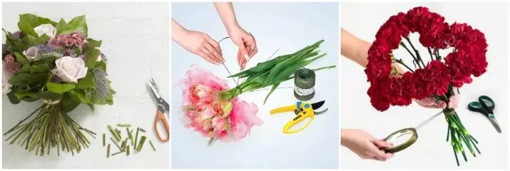Булчински букет со свои раце (65 фотографии): Како да се направи свадба букет од грмушки рози, пари и плод самиот чекор по чекор? 8020_27