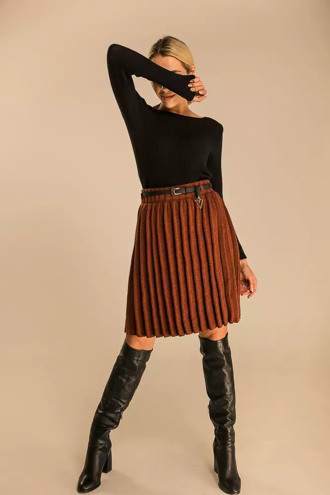 段ボールスカート（79枚の写真）：秋に段ボールスカートを着用する方法、そしてそれらはプリステとどのように異なりますか？長いスカートと膝の下の画像 802_30