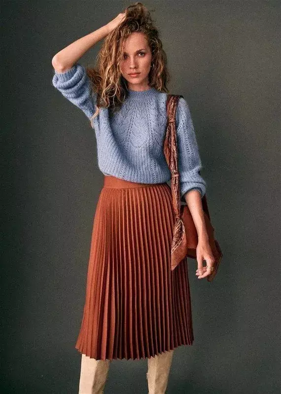 段ボールスカート（79枚の写真）：秋に段ボールスカートを着用する方法、そしてそれらはプリステとどのように異なりますか？長いスカートと膝の下の画像 802_50