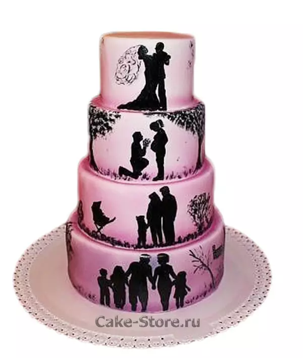 Kage i 10 års bryllupper (20 billeder): Vælg kølige kager på et rosa jubilæum eller på tin jubilæet med påskrifter 8061_4