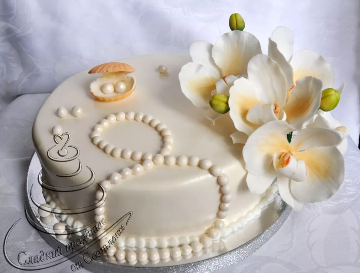 Тортик на жемчужную свадьбу Жемчужина в раковине