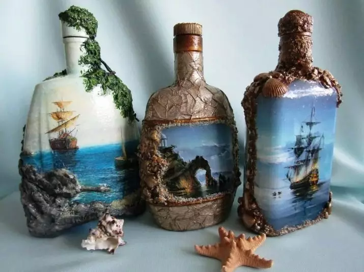 Пляшки в стилі стімпанк: декор своїми руками, майстер-клас з оформлення кавовій пляшки, декупаж «брутальної» пляшки на морську тематику 8154_19