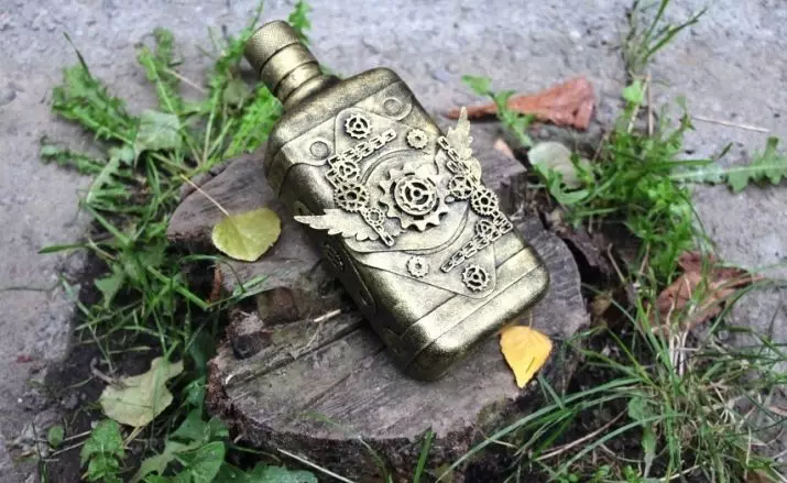 Steampunk-flessen: Decor DIY, Master Class on Coffee Bottle Decoration, Decoupage 