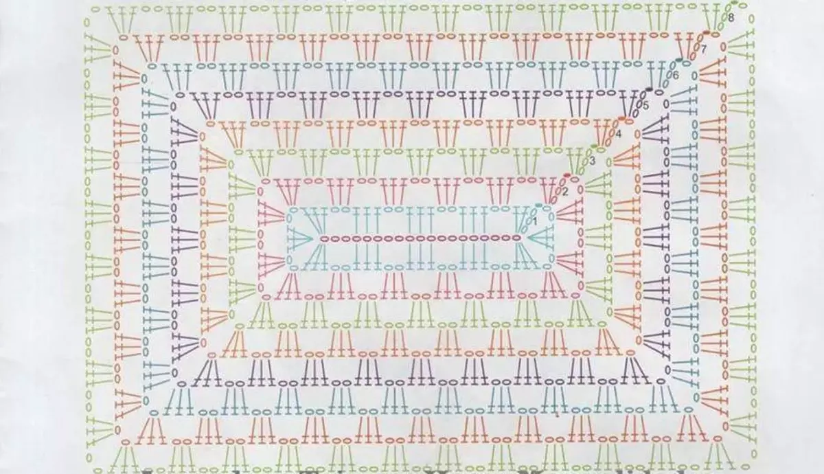 Плетени на една кука черги patchworks: как да се свърже с ръцете си на килима на пода на вкусовете на пачуърк в стила на мозайка, кръгли и селски модели 8165_18