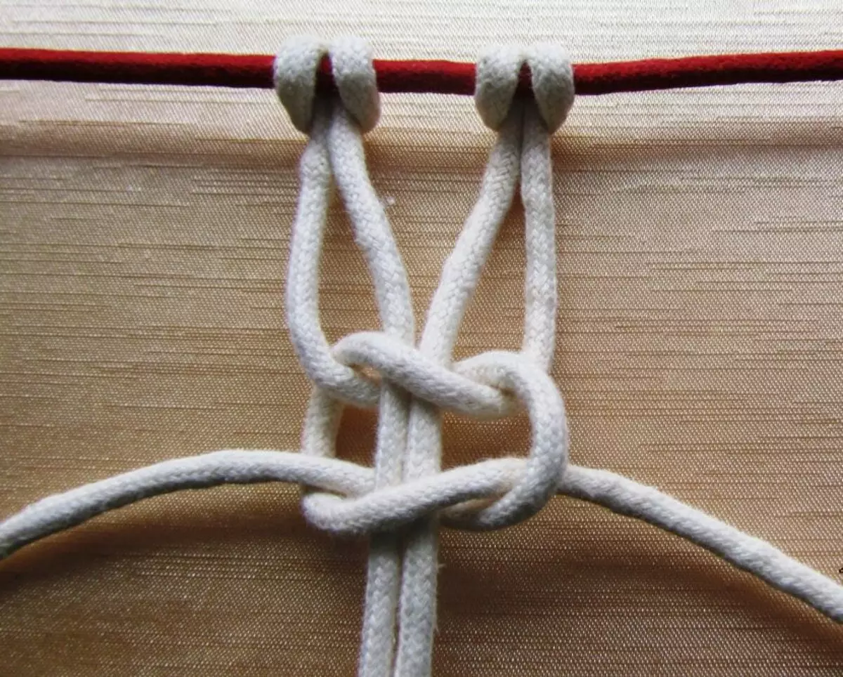 Macrame κόμβοι: ύφανση Σχέδια των κύριων απλών κόμβων, επίπεδης και πλατείας, 