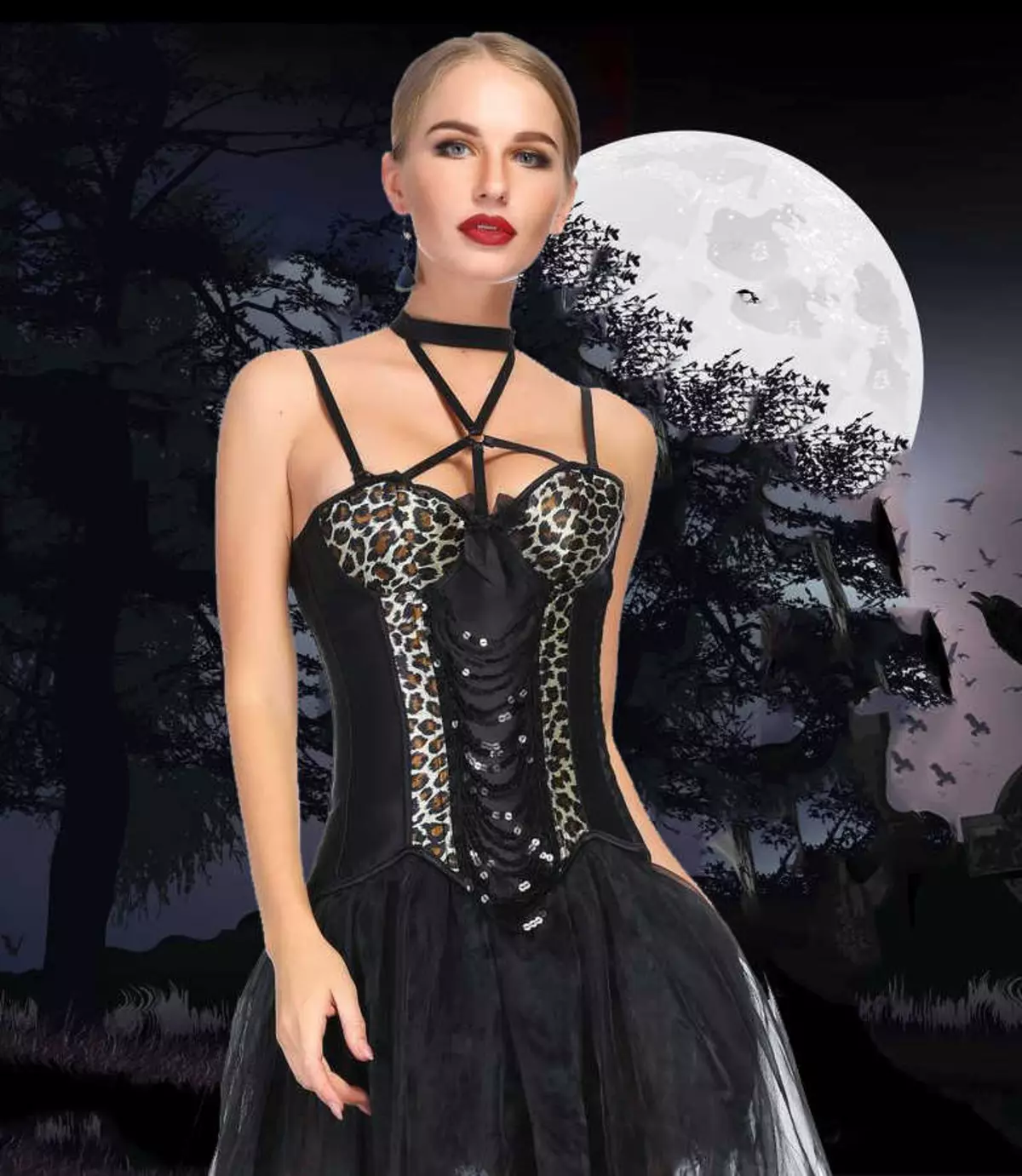 Gooti kleidid: Lolita stiilis, mustad pulmakleidid ja lühikese korsetiga lõpetamisel. Ilus näited õhtuse varustus 819_24