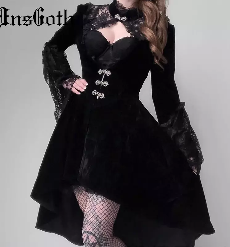 Gooti kleidid: Lolita stiilis, mustad pulmakleidid ja lühikese korsetiga lõpetamisel. Ilus näited õhtuse varustus 819_25