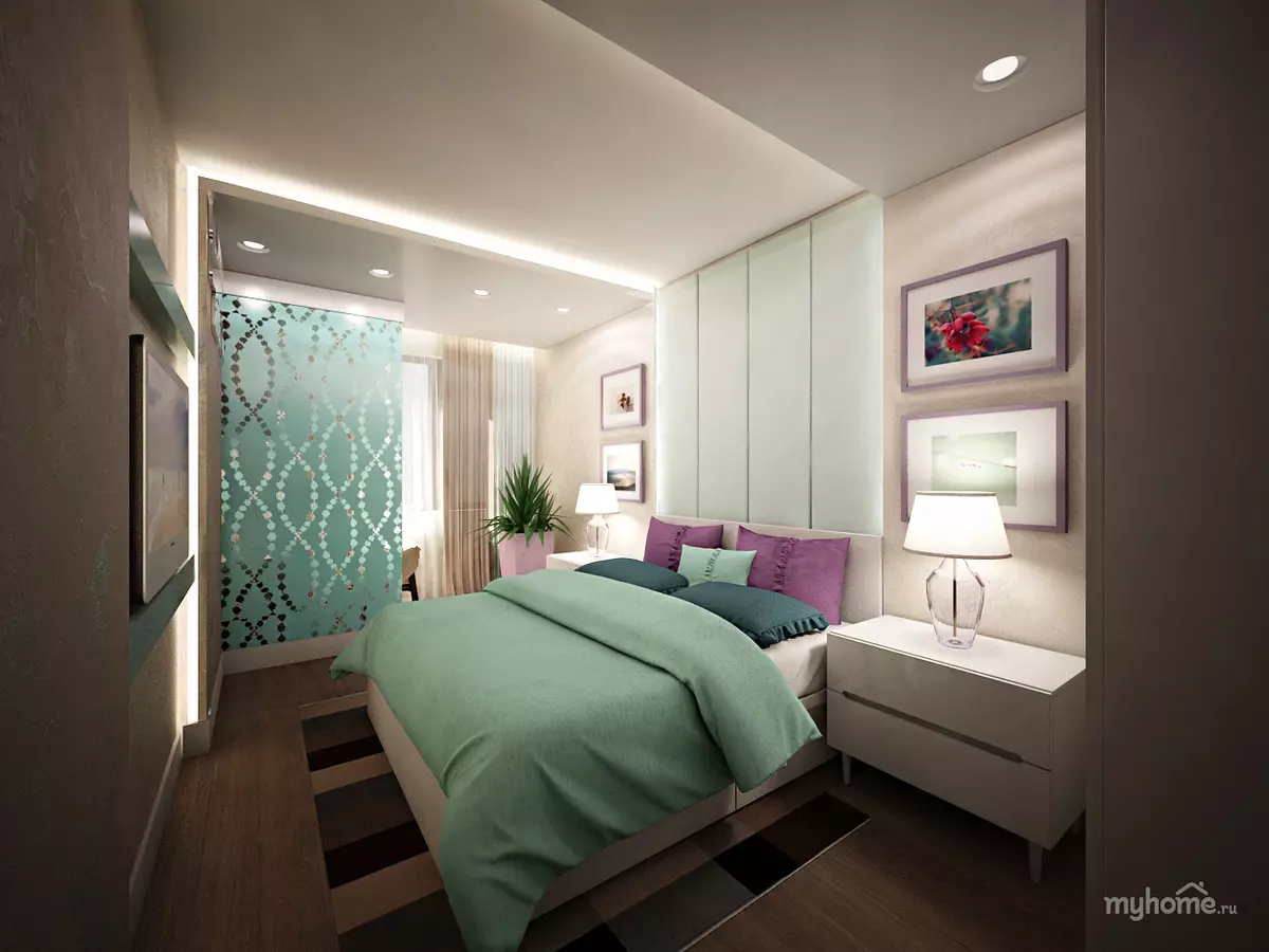 Bagaimanakah katil di Fengshui berada di bilik tidur? 29 foto katil linen katil yang betul dan warna. Apa yang perlu digantung di atas katil? 8266_28