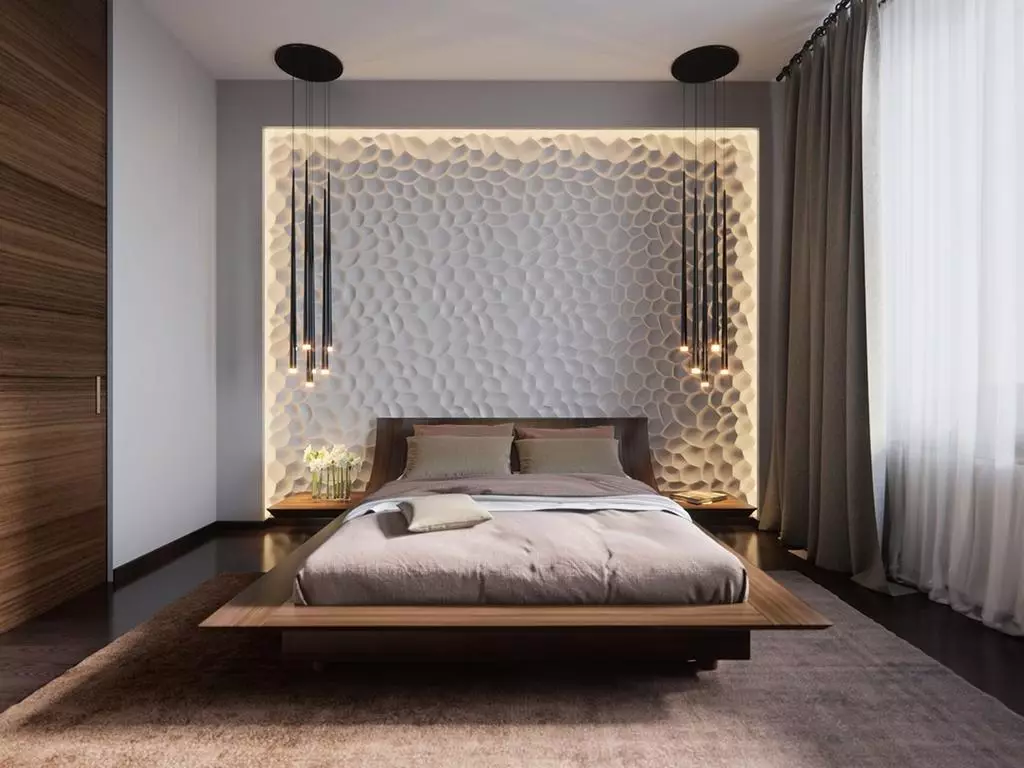 Bagaimanakah katil di Fengshui berada di bilik tidur? 29 foto katil linen katil yang betul dan warna. Apa yang perlu digantung di atas katil? 8266_8