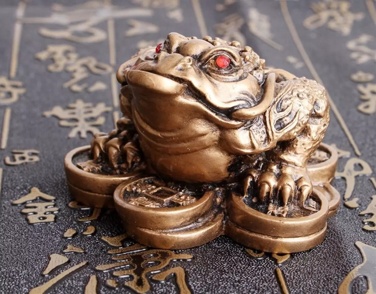 Pul toad (18 şəkil): Fengshui harada qoymaq olar? Pulu cəlb etmək üçün ağızdakı bir sikkə ilə üç wane qurbağası necə düzgün istifadə etmək olar? 8270_18