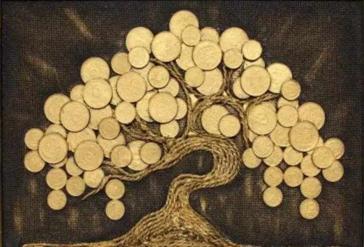 Pohon uang dari koin dengan tangan mereka sendiri (26 foto): kelas master langkah demi langkah untuk pembuatan kayu dari payet dan koin emas 8291_15