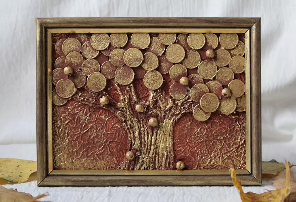 Novac stablo od novčića sa svoje ruke (26 slike): korak-po-korak master class za proizvodnju drva iz šljokicama i zlatnika 8291_2