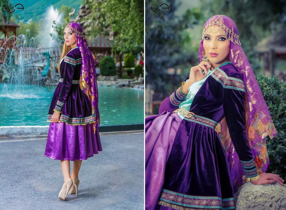 Azerbaycan Ulusal Takım Elbise (40 Fotoğraf): Azerbaycan'ın yerli halkı temsilcileri için kadın geleneksel kıyafeti 834_29