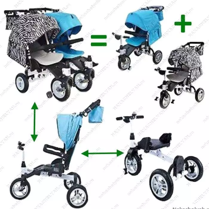 Fahrrad für Zwillinge: Doppeltrycle von Kindern mit Twins-Griff, Models mit zwei Stühlen für Kinder verschiedener Altersgruppen 8505_11