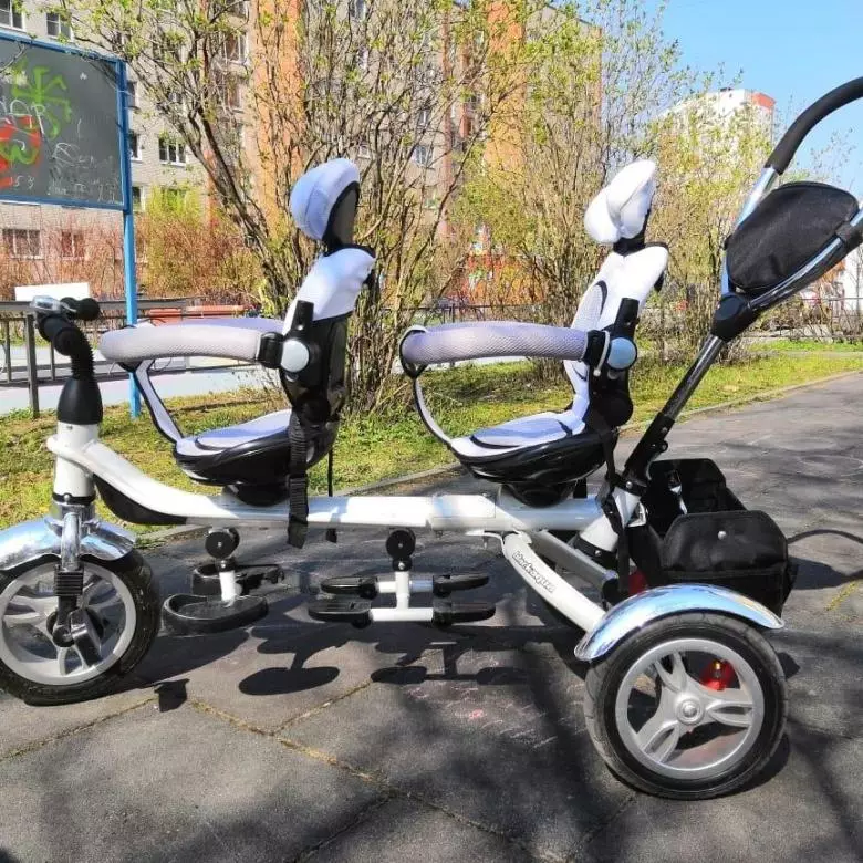 Fahrrad für Zwillinge: Doppeltrycle von Kindern mit Twins-Griff, Models mit zwei Stühlen für Kinder verschiedener Altersgruppen 8505_17